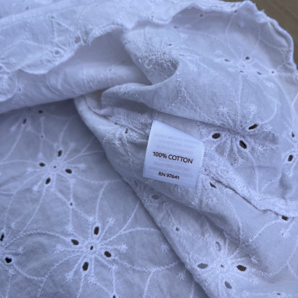 J. Jill Sleeveless Blouse Shirt Tank Top White Eyelet Lace Scallop Hem Cotton XL - Picture 4 of 5